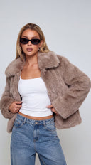 Sorevi Faux Fur Zip Jacket - Beige