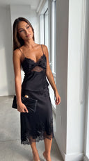 Solvaya Satin Lace Set - Black