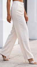 Averis Tailored Wide Leg Pants - Beige