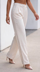 Averis Tailored Wide Leg Pants - Beige