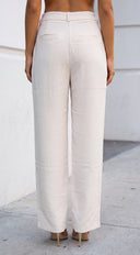 Averis Tailored Wide Leg Pants - Beige