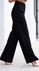 Rovena Tailored Wide Leg Pants - Black