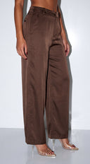 Auvé Wide Leg Pants - Brown