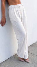 Averis Tailored Wide Leg Pants - Beige