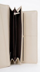 Amara Tri-fold Envelope Faux Leather Wallet Clutch - Ivory