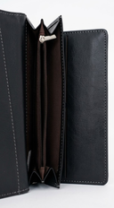 Amara Tri-fold Envelope Faux Leather Wallet Clutch - Black