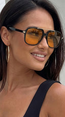 Soleil Aviator Tinted Sunglasses - Orange