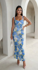 Azurae Floral Maxi Dress - Blue