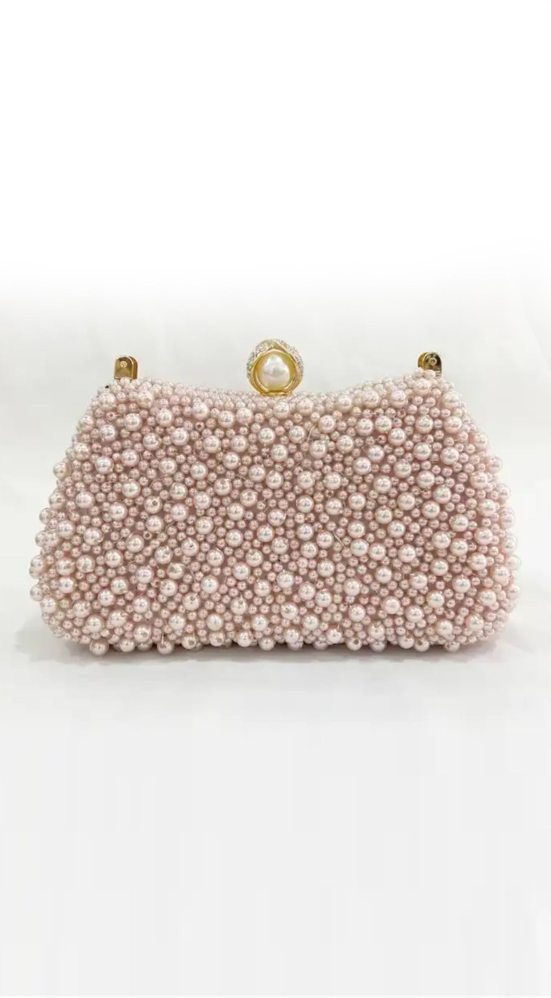 Pearl Pink Beaded Luxury Evening Clutch