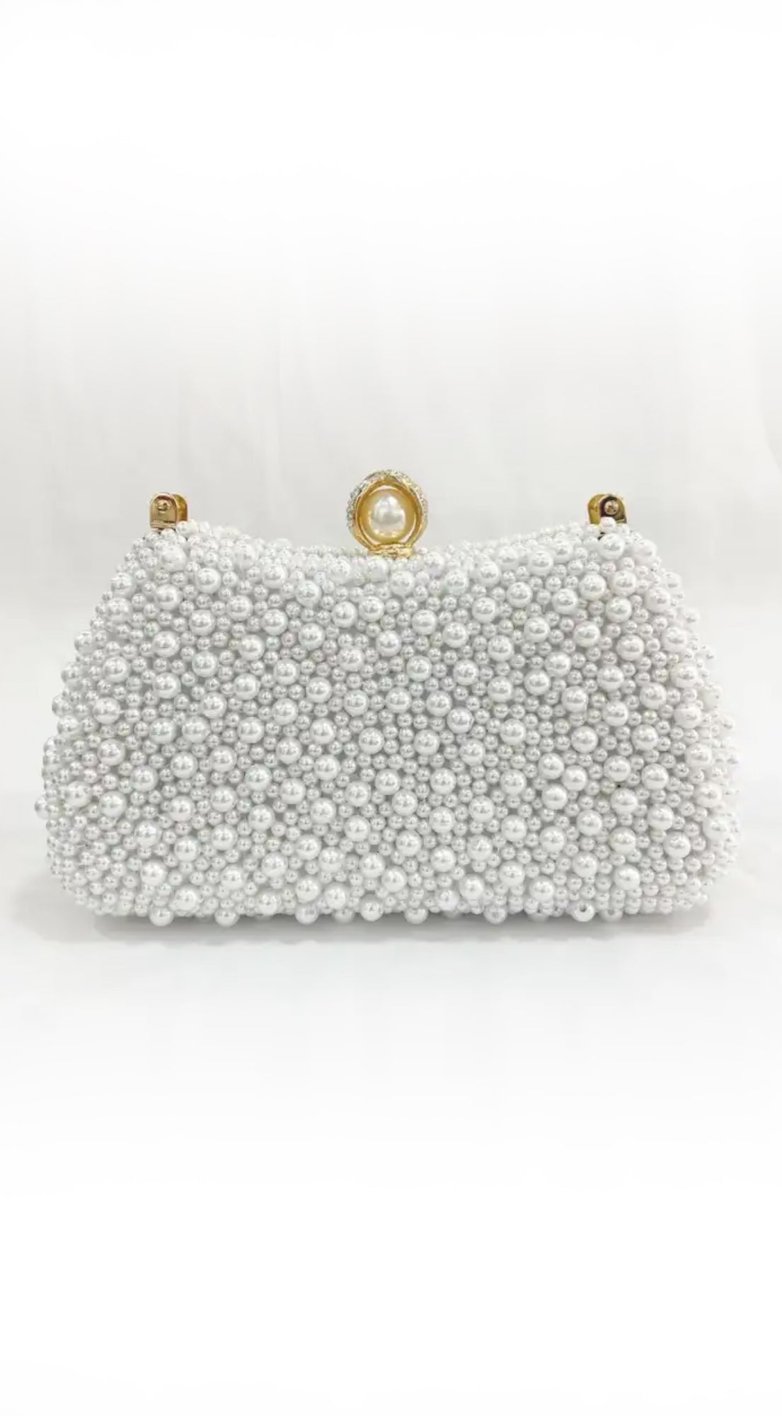 Pearl White Beaded Luxury Evening Clutch