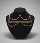 Luminous Green Crystal Bra Chain - Gold