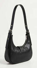 Zoey Faux Leather Stud Buckle Shoulder Bag - Black