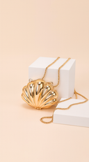 Coraline Shell Metal Mini Clutch Purse - Gold
