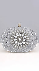 Angelina Lux Crystal Clutch Bag - Silver