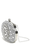 Angelina Lux Crystal Clutch Bag - Silver