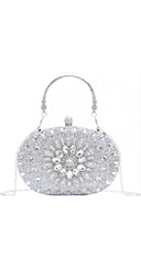 Angelina Lux Crystal Clutch Bag - Silver