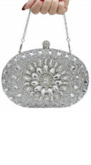 Angelina Lux Crystal Clutch Bag - Silver