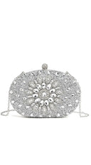 Angelina Lux Crystal Clutch Bag - Silver