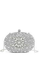 Angelina Lux Crystal Clutch Bag - Silver