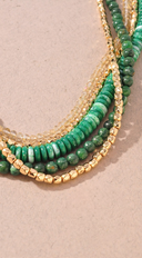 Mari Marble Stone Beaded Crystal Necklace - Green