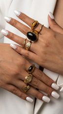 Enduring Lux Retro 8 Piece Rings Set - Gold