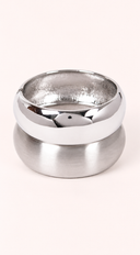 Two Metal Bangle Bracelet Set - Silver