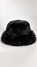 Rena Faux Fur Bucket Hat - Black
