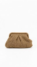 Marbella Crochet Knit Pouch Bag - Beige