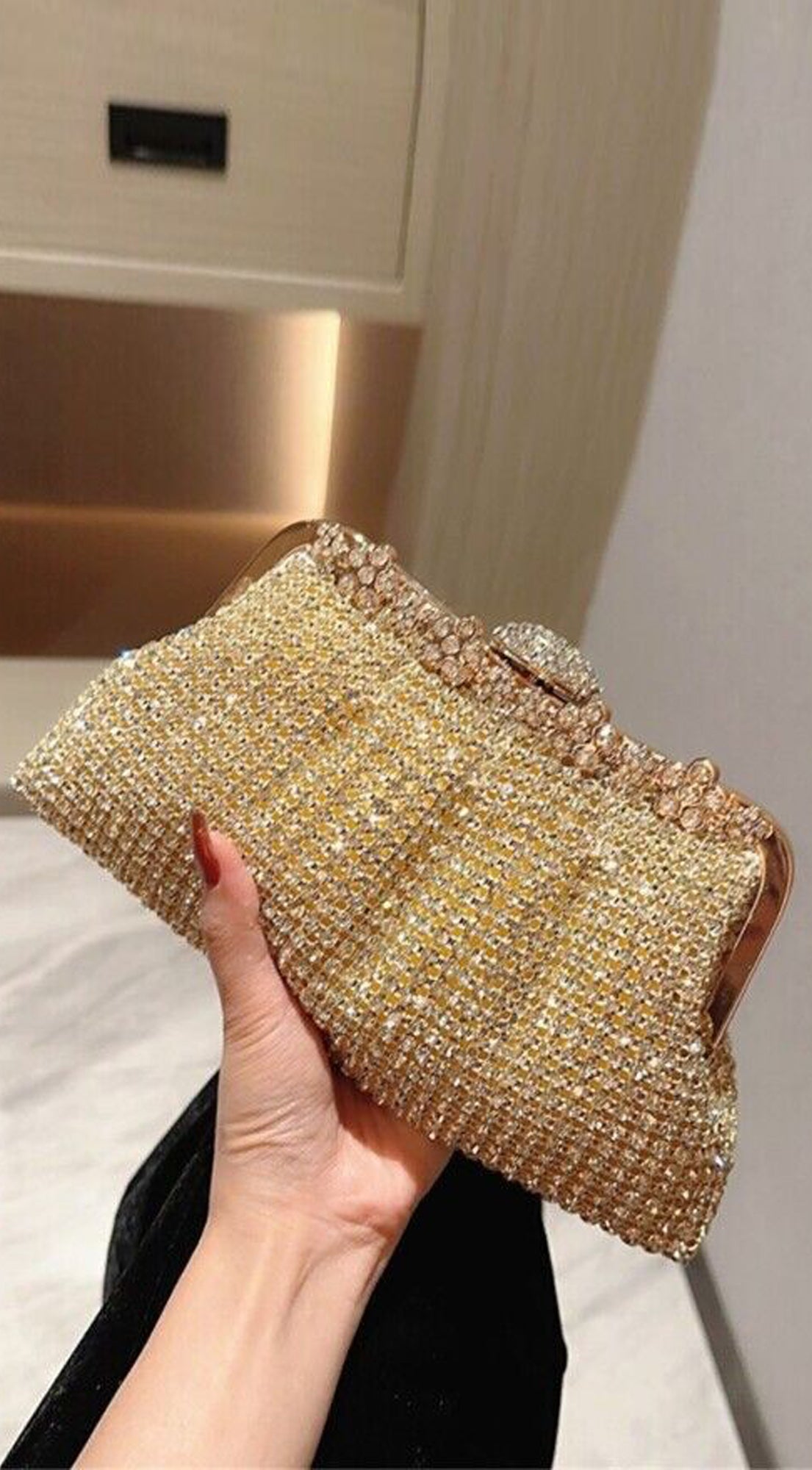 Costanza Gold Rhinestone Luxury Evening Clutch