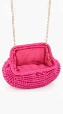 Amaya Woven Straw Clutch Bag - Pink