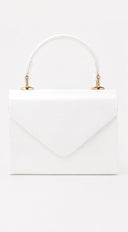 Enamel Faux Leather Top Handle Bag - White