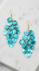 Tulum Sea Shell Chandelier Drop Earrings - Blue