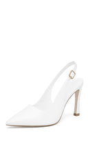 Riana Slingback Pointed Toe Pump Heels in White side profile view