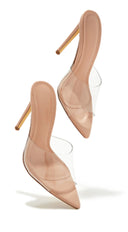 Gia Clear Pointy Toe Heels - Mocha
