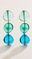 Mist Resin Oval Drop Statement Earrings - Blue