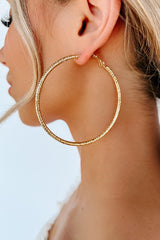 Atlas Gold Hoop Textured Metal Earrings