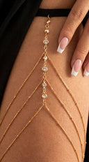 Draped Crystal Multi-strand Leg Chain - Gold