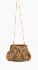 Marbella Crochet Knit Pouch Bag - Beige