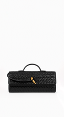Milano Woven Clutch Handbag - Black