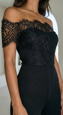 Bellamora Lace Off Shoulder Jumpsuit - Black