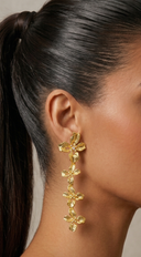 Taya Flower Metal Earrings - Gold
