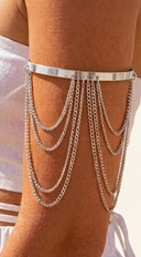 Sahara Layered Chain Arm Cuff Bracelet - Silver