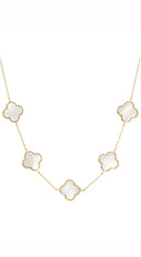 Eternal Gold Dipped Clover Necklace in White close-up detail shot