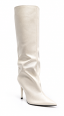 Livia Knee-High Pointed Toe Boots - White