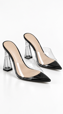 Seraphine Clear Flared Heels - Black