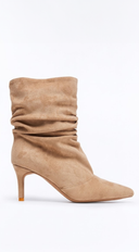 Zélie Slouch Suede Pointed Toe Ankle Boots - Taupe