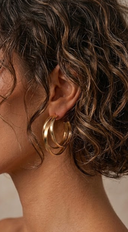 Drift Triple Layered Hoop Earrings - Gold