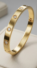 Inez Crystal Accent Bangle Bracelet  - Gold