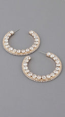 Luminous Luxe Rhinestone Jeweled Hoop Earrings - Gold