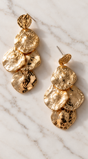 Vaya Hammered Disc Cascade Drop Earrings - Gold